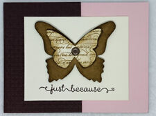Rare Shriya Gupta Greeting Card Stamped Butterfly Art ”Just Because” P3 picture