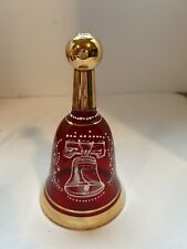 Vintage KB Italy Ruby Red Glass Independence Bicentennial Hanpainted Gold Bell picture