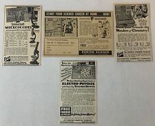 lot of four PORTER SCIENCE ads ~ 1935-1960 ~ microscopes, chemistry sets picture