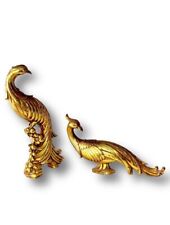 Vintage Syroco MCM Hollywood Regency Gold Gilt Pheasant Peacock Bird Figurines picture