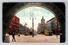Milwaukee WI-Wisconsin, City Hall Square, c1909 Vintage Souvenir Postcard picture