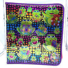 Rare Vintage 1990s Lisa Frank Groovy Frogs Rainbow Glitter Trapper Keeper Binder picture