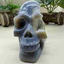 1400g natural agate geode hand carved skull healing decor gift picture