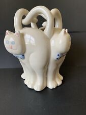 Vintage Omnibus Cat Kitten Planter w/Tails Connecting in Circle Taiwan picture