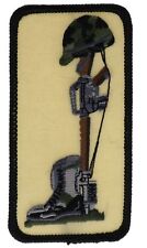 Battlefield Cross In Honor Fallen Hero Helmet Boots Embroidered Patch  F2D18J picture