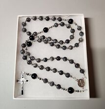 Large One Of A Kind Hand Crafted Rosary Made With Larkivite Labradorite And Onyx picture