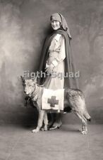 WW1 Picture Photo WWI Red Cross Nurse with Rescue Dog 7980 picture