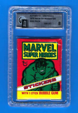 1976 Topps MARVEL SUPER HEROES Stickers Unopened Sealed Pack-GA GRADED 8 NRMT-MT picture