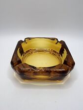 Vintage Amber  MCM Ashtray 70s 80s Octagon Square 4 inch picture