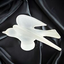 Vintage Clear Frosted Satin Glass Dove Bird Figurine Glass Decor Bird Flying picture