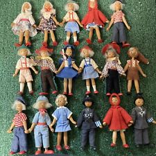 Vintage Polish Wood Folk Peg Jointed Dolls Mixed Lot of 17 (OKEB-04-031) picture
