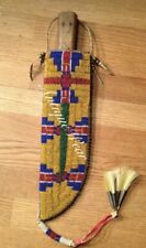 Handmade Indian Beads Knife Case Native American Leather Knife Sheath picture