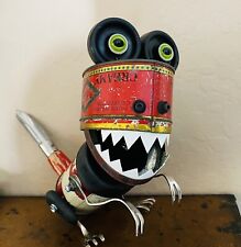 Dinnosaur Sculpture Assemblage Old Baking Powder & Candy Tins. Found Object Art picture