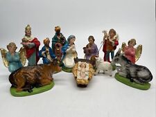 Nativity Set Chippy Hand Painted Italian Paper Mache Set 12 Italy Figurines VTG picture