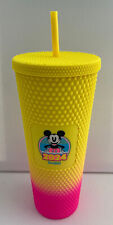 NEW Disneyland Starbucks Mickey Mouse 2024 Studded Tumbler PINK YELLOW picture
