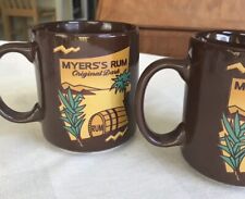 2 Myers's Rum Original Dark Brown Jamaican Coffee Cups Mugs 10 Ounce MINT COND picture