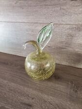 Apple Swan Shaped Hand Blown Art Glass Crackle Glass  picture
