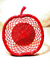 METAL WIER APPLE BASKET BRIGHT RED THICK STURDY BEAUTIFULY MADE LARGE picture