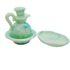 Vintage Avon Green Jadiete Green Vanity Set Pitcher Lid With Bowl & Soap Dish picture