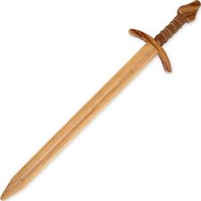 Beech Wood Knightly Practice Cosplay Wooden Sword w/ Leather Wrapped Handle picture