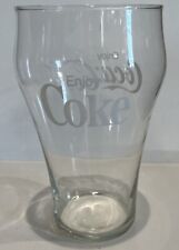 Vintage 1970s Large 7” X 4” White Logo Enjoy Coca-Cola Coke Clear Drinking Glass picture