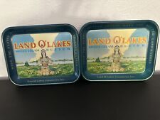 2 LAND O' LAKES Sweet Cream Butter Metal Vintage Serving Tray-Retired Logo SEE picture