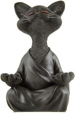 Whimsical Black Meditating Cat Figurine Statue Yoga Collectible Ships Immediatly picture