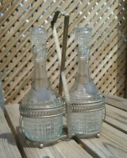 Gales of Sheffield England Pair of Decanters with Silver Plate Ornate Caddy picture