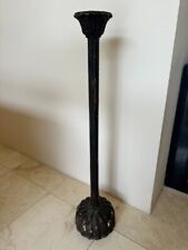 Rustic Wood Black Antique Japanese Alter Candlestick Holders picture