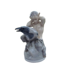 A Flawless Royal Copenhagen 1920's FAUN & CROW Figurine by Christian Thomsen #21 picture