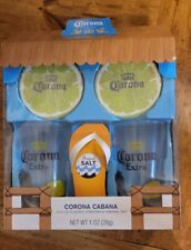 Corona Cabana Gift Set 2 16 Fl oz Glasses, Original Salt & Coasters NIB picture