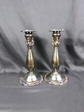 Baroque by Wallace Set Of 2 Silver Plate Candlestick Holders Vintage 9.25