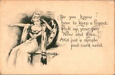 vintage postcard- Do you know how to keep a friend- signed unknown artist posted picture
