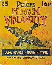 Peters High Velocity 16 gauge old shotgun shell box nostalgic metal sign picture