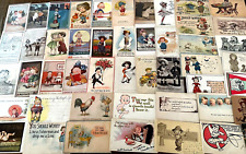 Big~LOT OF 50~ Children~Old~COMIC  funny~HUMOR Antique~POSTCARDS-in sleeves~h938 picture