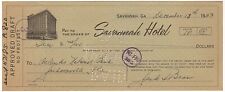 SAVANNAH HOTEL Bank Draft Check Dated 1953 - Savannah, Georgia Hotel EPHEMERA picture