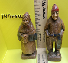 Vintage Judaica Syroco Carved Wood Figurine Old Man & Woman picture