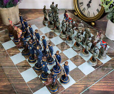 US Civil War Union North VS Confederate South Chess Pieces And Glass Board Set picture