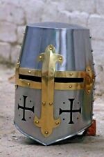 18 Ga Steel Knights Templar Amour Crusader Medieval Helmet picture