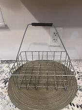 VINTAGE GALVANIZED METAL WIRE CARRIER BASKET FOR YOUR CANNING JARS / BOTTLES picture