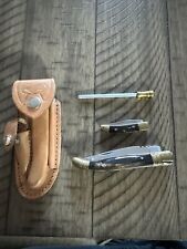 Laguiole French Style Folding Knife with Smaller Knife And Sharpener In Sheath picture