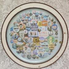 Vintage, Rare 17in D Tin Tray -Collectors Treasury of Campaign Buttons 1896-1980 picture