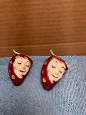 Vintage Anthropomorphic Strawberry Head Salt & Pepper Set. Made in Japan picture