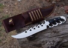 Trench Knife, Custom Handmade Fixed Blade Knife, With Leather Sheath, Bush craft picture