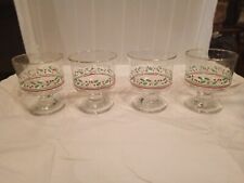 Vintage Christmas Rim Holly Berry/ Stemmed Glass /Dessert Bowl /Holiday/Set Of 4 picture