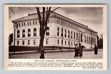 Springfield MA-Massachusetts, New City Library, Exterior, Vintage Postcard picture