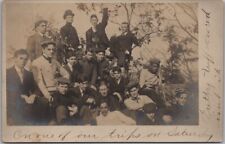 1906 RPPC Photo Postcard Boys / Students / Park Outing - Poughkeepsie NY Cancel picture