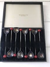 Vintage ABERCROMBIE & FITCH Silver Plate 8 Piece Box Set Cocktail MUDDLER Spoons picture