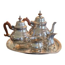 Williamsburg Kirk Stieff Pewter Coffee and Tea Set with Creamer, Sugar, and Tray picture
