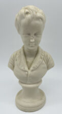 Vintage '60's Ceramic Pedestal Bust Of Young Boy White 6.5
